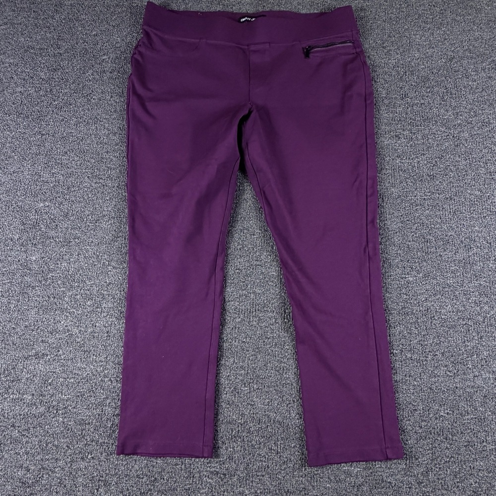 DKNY Jeans Pants Womens Large DWACN1002 Purple Slim Leg Stretch Pull On EUC